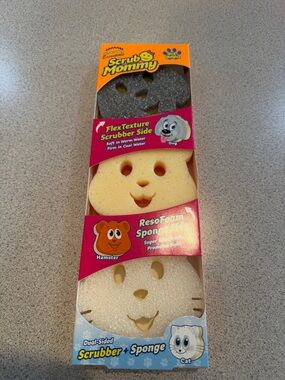 New Scrub Daddy Mommy Special Edition Pets 3-pk Dog Hamster Cat Dual-Sided